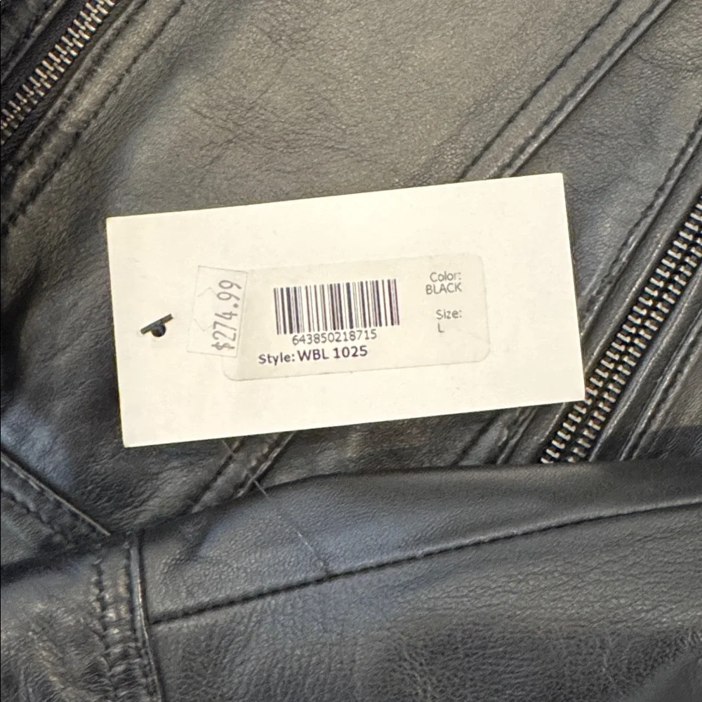 Women's Black Leather Jacket - Picture 3 of 8